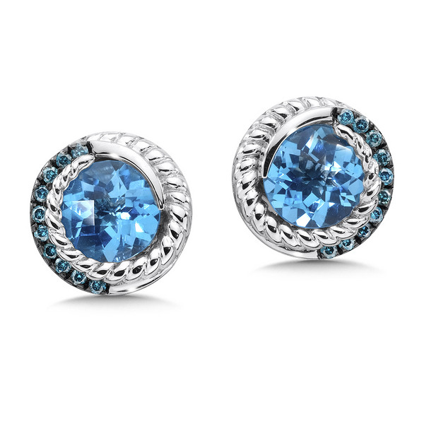 Shop by Designer > Colore SG > Blue Topaz & Blue Diamond Earrings